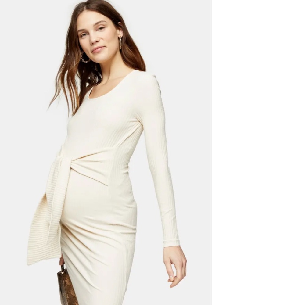 Top shop maternity ribbed tie-front midi neverworn